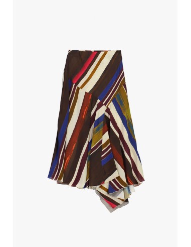 Saia midi com estampado às riscas multicolorido e bainha assimétrica Dixie