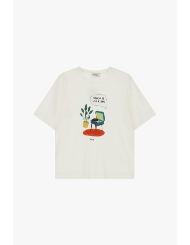 T-shirt oversize com gola redonda e estampado de gira-discos Dixie