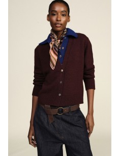 Cardigan com colarinho contrastante e botões Dixie