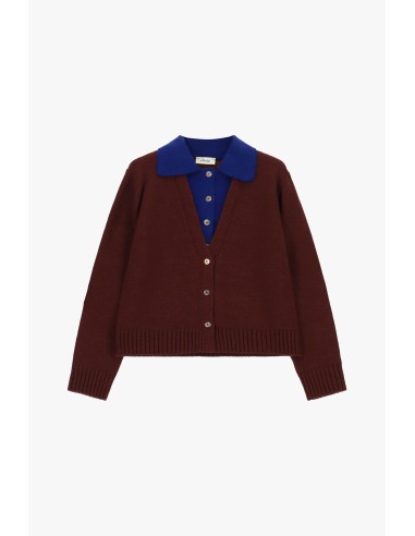Cardigan com gola contrastante e botões Dixie