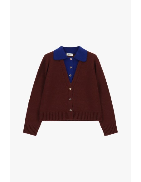 Cardigan com gola contrastante e botões Dixie