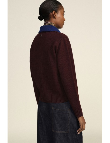 Cardigan com gola contrastante e botões Dixie