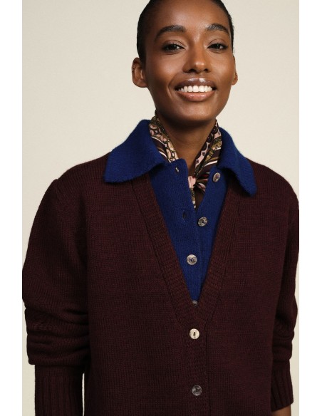 Cardigan com gola em contraste e botões Dixie