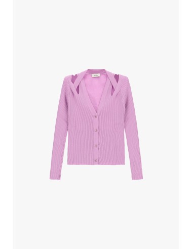 Cardigan curto em malha canelada com decote cruzado Dixie