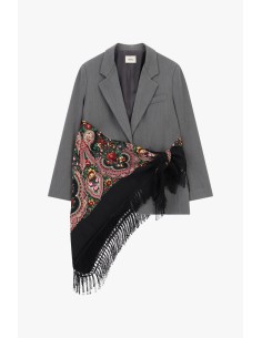 Blazer com lenço estampado e franjas laterais Dixie 2