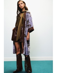 Casaco duster com estampado floral e vivos em contraste Dixie