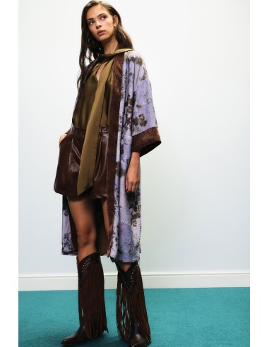 Casaco duster com estampado floral e vivos em contraste Dixie