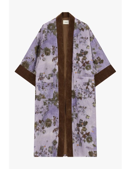 Sobretudo Duster com estampado floral e vivos em contraste Dixie