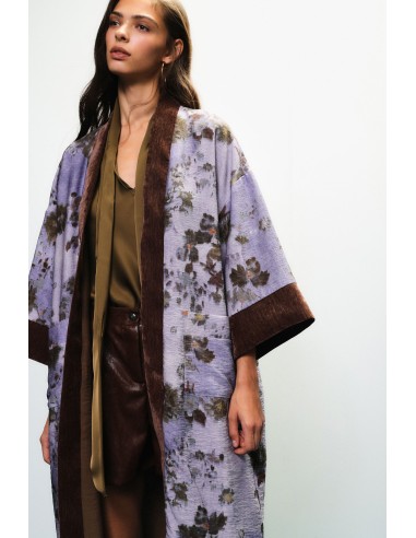 Casaco duster com estampado floral e debruns contrastantes Dixie