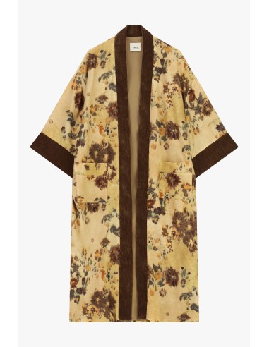 Casaco comprido Duster com estampado floral e vivos contrastantes Dixie