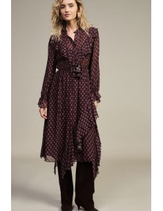 Vestido midi com estampado, botões e folhos Dixie