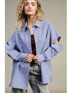 Camisa Comprida às Riscas com Mangas Cut-Out Dixie