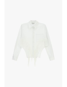 Camisa cropped com franjas e bolso pequeno Dixie