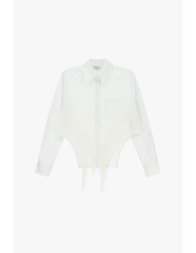 Camisa cropped com franjas e bolso pequeno Dixie