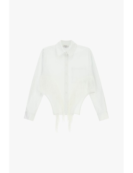 Camisa cropped com franjas e bolso pequeno Dixie