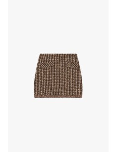 Saia curta fantasia em tweed com bolsos frontais Dixie