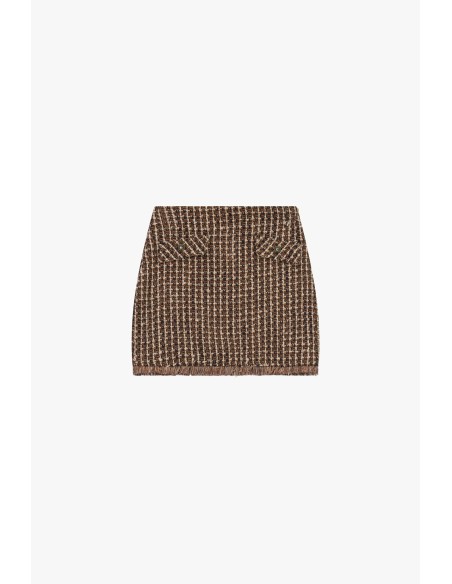 Saia curta fantasia em tweed com bolsos frontais Dixie