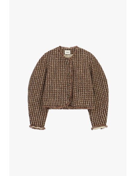 Casaco curto de tweed com rebordo desfiado Dixie
