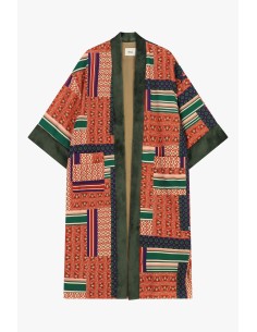 Casaco Duster com padrão patchwork e bolsos frontais Dixie
