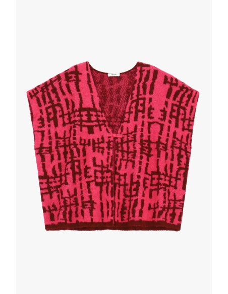 Camisola Jacquard Sem Mangas com Decote em V Dixie
