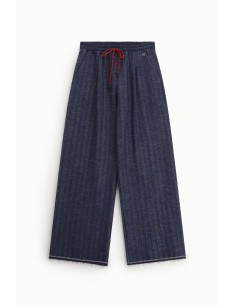 Calças Palazzo às riscas com cordão e bainha desfiada Dixie 2