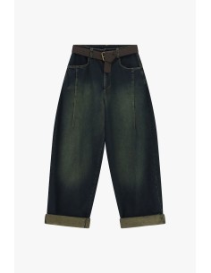Jeans Balão com Cintura Entrançada e Dobra Dixie
