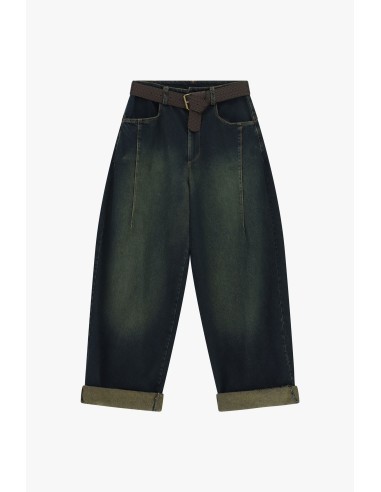 Jeans Balão com Cintura Entrançada e Dobra Dixie