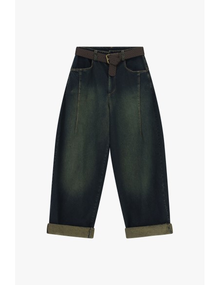 Jeans Balão com Cintura Entrançada e Dobra Dixie