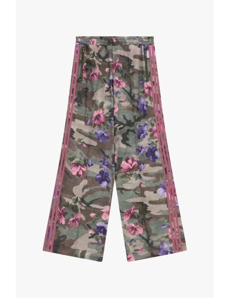 Calças Palazzo com Padrão Floral e Camuflado Dixie