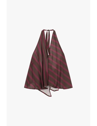 Top largo às riscas com decote de atar Dixie