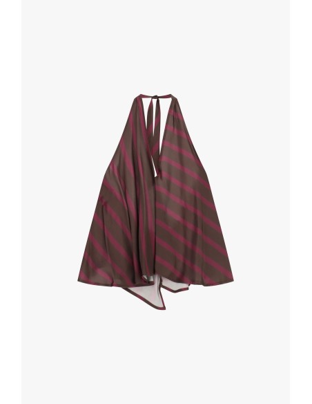 Top largo às riscas com decote de atar Dixie