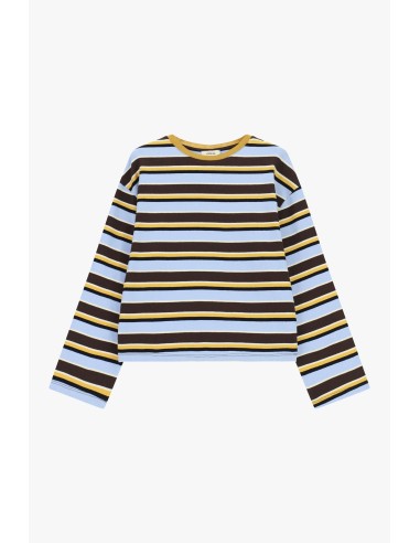 Camisola de manga comprida às riscas com gola redonda Dixie