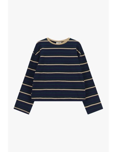 Camisola de manga comprida às riscas com gola redonda Dixie