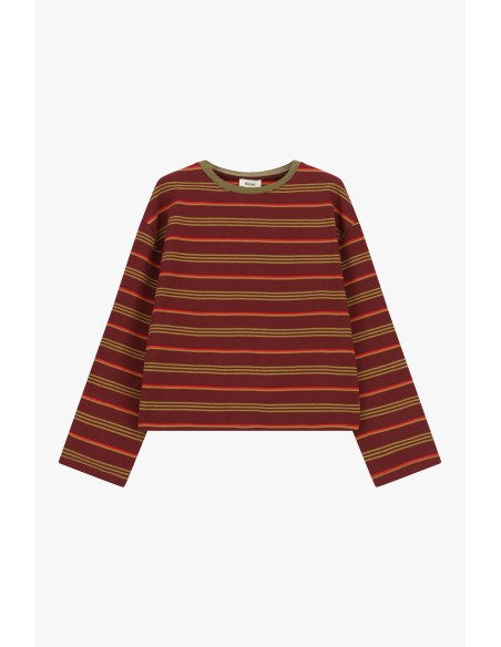 Camisola de Manga Comprida às Riscas com Gola Redonda Dixie