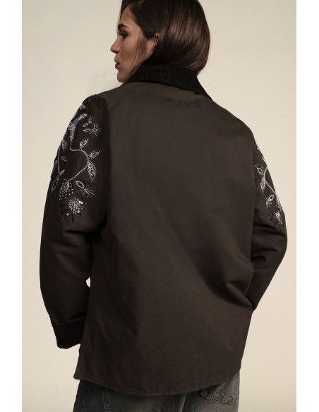 Parkas com bordado floral e bolsos aplicados Dixie