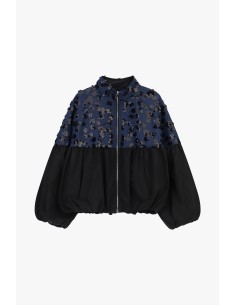 Bomber com mangas balão e bordado floral Dixie