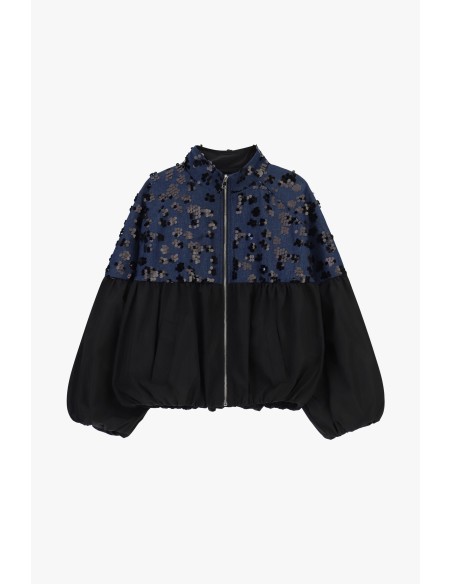 Bomber com mangas balão e bordado floral Dixie