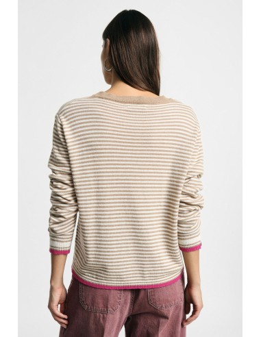 Camisola às riscas com detalhes em contraste Please
