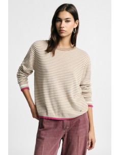 Camisola às riscas com detalhes em contraste Please