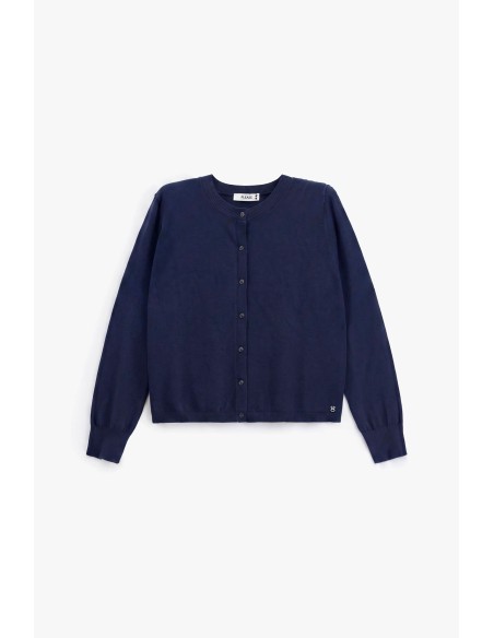 Cardigan de gola redonda com mangas compridas e botões Please