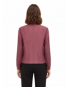 Camisa plissada em mistura de liocel com laço Rinascimento 2