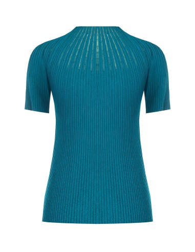 Camisola justa canelada com riscas de tule Rinascimento