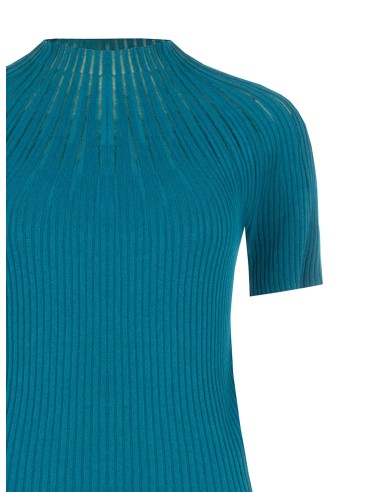 Camisola justa canelada com riscas de tule Rinascimento