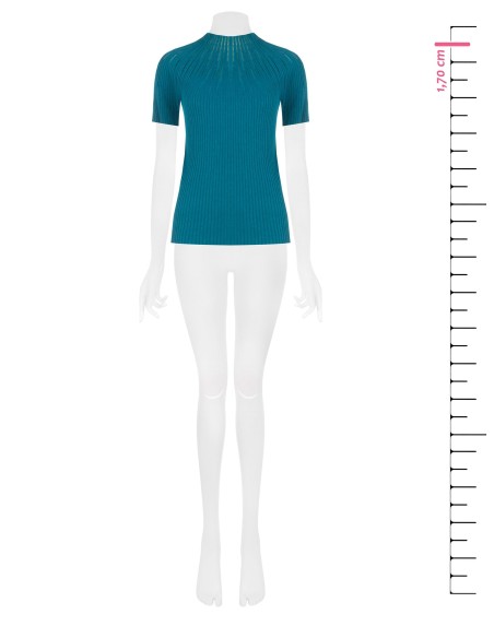 Camisola justa canelada com riscas de tule Rinascimento