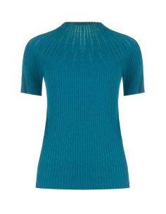 Camisola justa canelada com riscas de tule Rinascimento