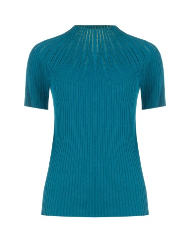 Camisola justa canelada com riscas de tule Rinascimento