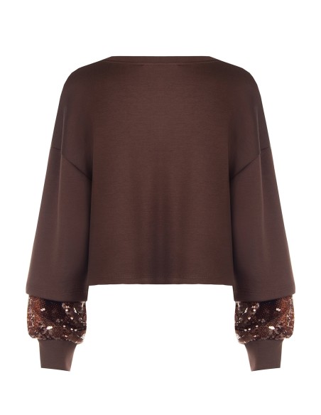 Sweatshirt em neopreno com detalhe de lantejoulas nas mangas Rinascimento