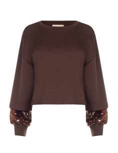 Sweatshirt em neoprene com detalhe de lantejoulas nas mangas Rinascimento