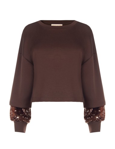 Sweatshirt em neoprene com detalhe de lantejoulas nas mangas Rinascimento
