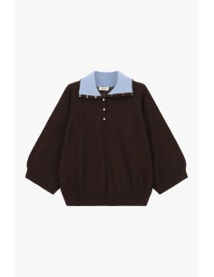 Camisola Dixie com gola contrastante e mangas amplas 2